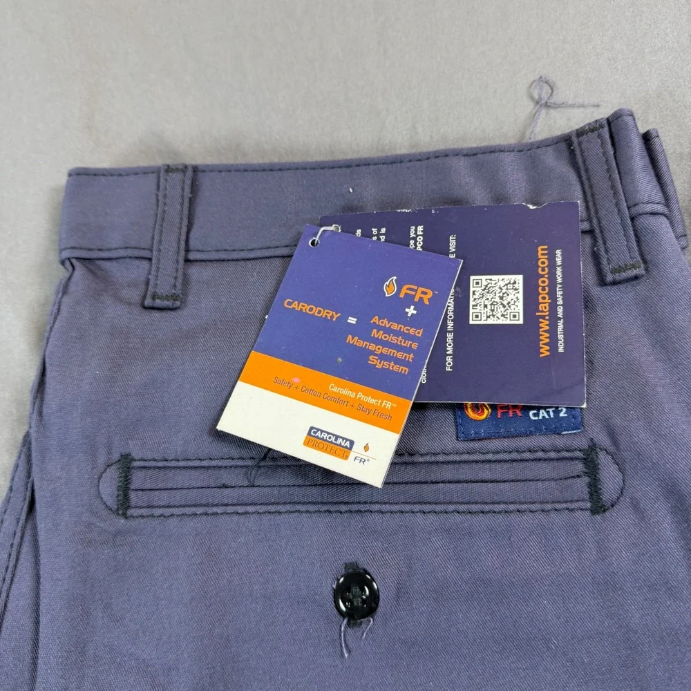 Lapco FR Navy Blue Flame Resistant Work Pants 34x32 Reflective Stripe CAT 2 NEW